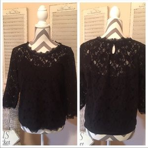 Cute Black Lace 3/4 Top